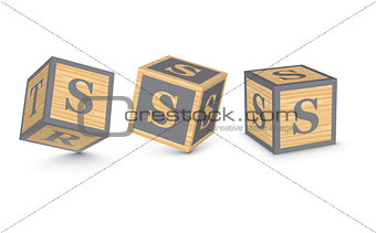 Vector letter S wooden alphabet blocks