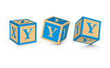 Vector letter Y wooden alphabet blocks