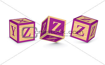 Vector letter Z wooden alphabet blocks