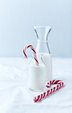 Christmas Candy Cane in a Bottle of Milk