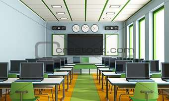 Multimedia classroom without student