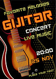 Rock concert design template with guitar, microphone