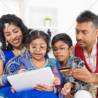 Indian Asian family online shopping