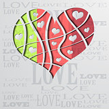 Abstract background with color strip heart - vector illustration