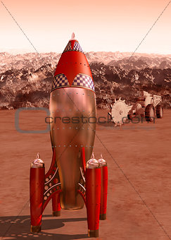 Retro rocket on Mars