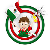 Mexico Soccer Fan Flag Cartoon