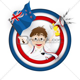 New Zealand Soccer Fan Flag Cartoon