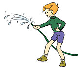 Boy with hose