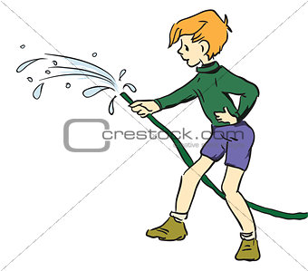 Boy with hose