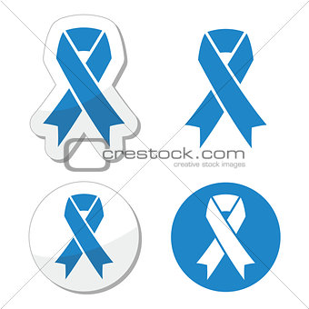 Blue ribbon - drunk driving, child abuse, anti-tobacco awareness symbol