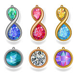 jewelry precious metal pendants and lavalieres with colored gems