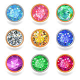 Round shape top view bezel colored gems
