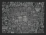 Blackboard Doodle Birthday party background