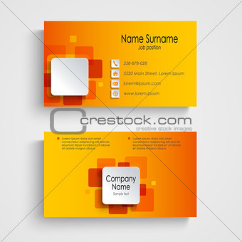 Modern orange square business card template