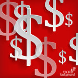 White dollar symbols on red background - vector illustration