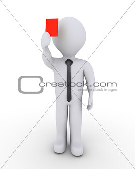 Businessman is showing red card