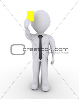 Businessman is showing yellow card