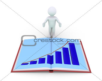 Person showing a book with graph