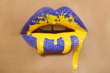 Colorful Creative Make Up on the Lips of a Fashion Model