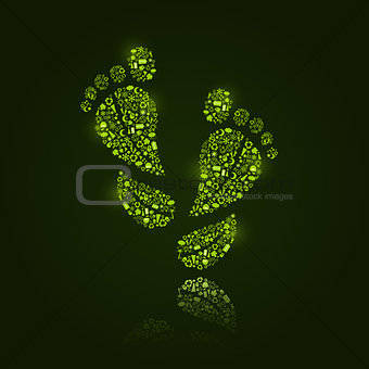 Go Green Eco Pattern in Foot Silhouette