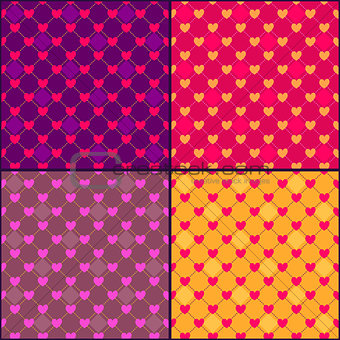 Seamless Polka Dot Pattern with Hearts