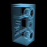 Loudspeaker x-ray blue transparent isolated on black