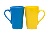 yellow and blue mug