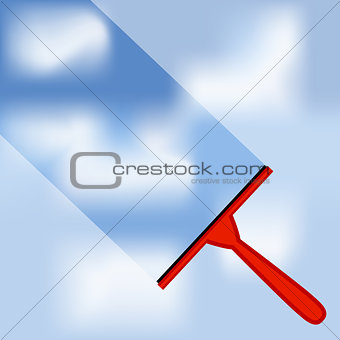 Window cleaning background with blue sky and white clouds. Contains a gradient mesh.