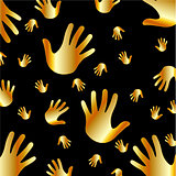 Background with golden hands