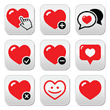 Heart, love vector icons set