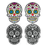 Mexican retro sugar skull, Dia de los Muertos icons set