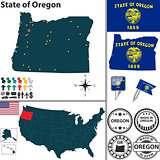 Map of state Oregon, USA