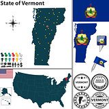 Map of state Vermont, USA