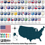 United States of America states flags collection