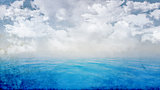 Grunge blue ocean landscape