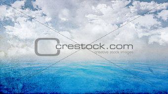 Grunge blue ocean landscape