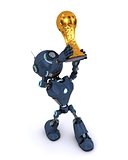Android lifting football trophy