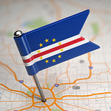 Cape Verde Small Flag on a Map Background.