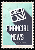 Financial News on Blue in Flat Design.