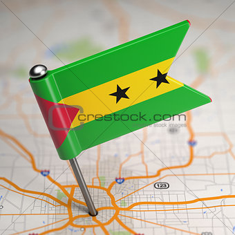 Sao Tome and Principe Small Flag on a Map.