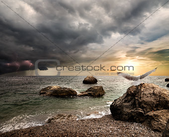Thunderstorm over sea