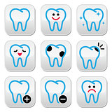 Tooth, teeth vector icons set in color