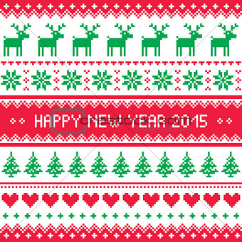 Happy New Year 2015 - Scandinavian winter embroidery pattern