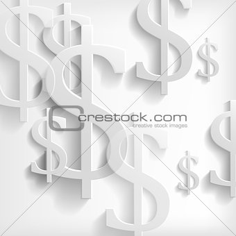 White dollar symbols on white background - vector illustration