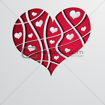 Abstract background with red strip heart - vector illustration