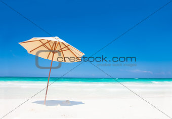 Umbrella on perfect caribbean beach in Tulum