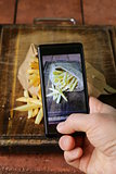 smartphone shot food photo - French fries with salt and ketchup