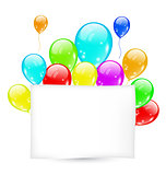 Birthday card with colorful balloons with space for text