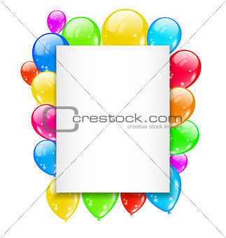 Birthday card with colorful balloons with space for text