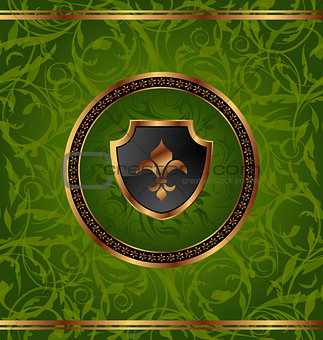 Royal golden frame with medallion and fleur de lis for design pa